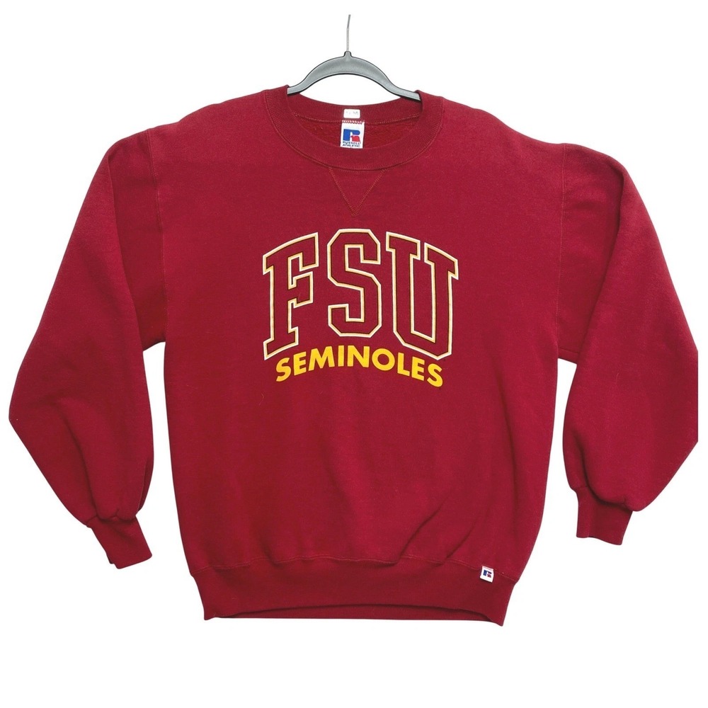 Vintage FSU Seminoles Sweatshirt Mens Medium Red Made in USA Russell Pullover